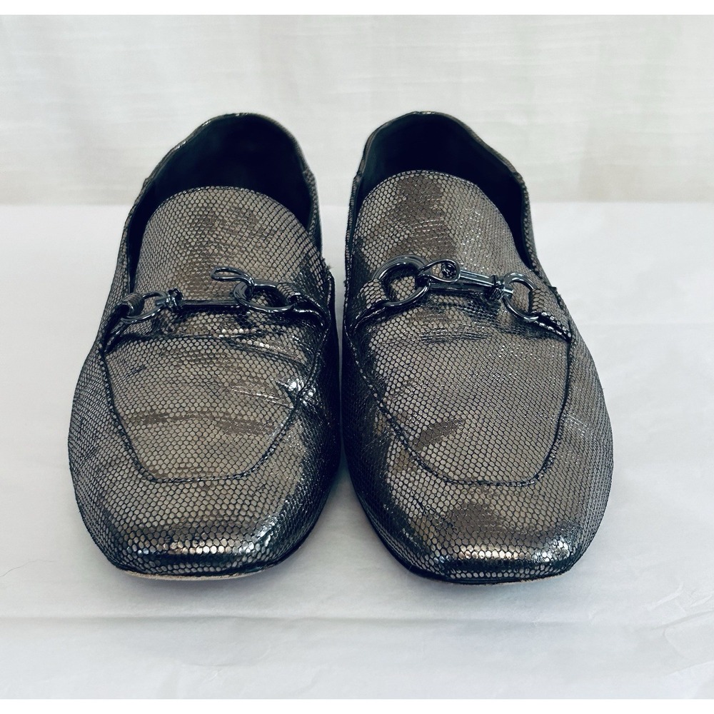 Donna Karan Metallic Pewter Debz Loafer Shoes‎ SZ 6.5 MSRP $225